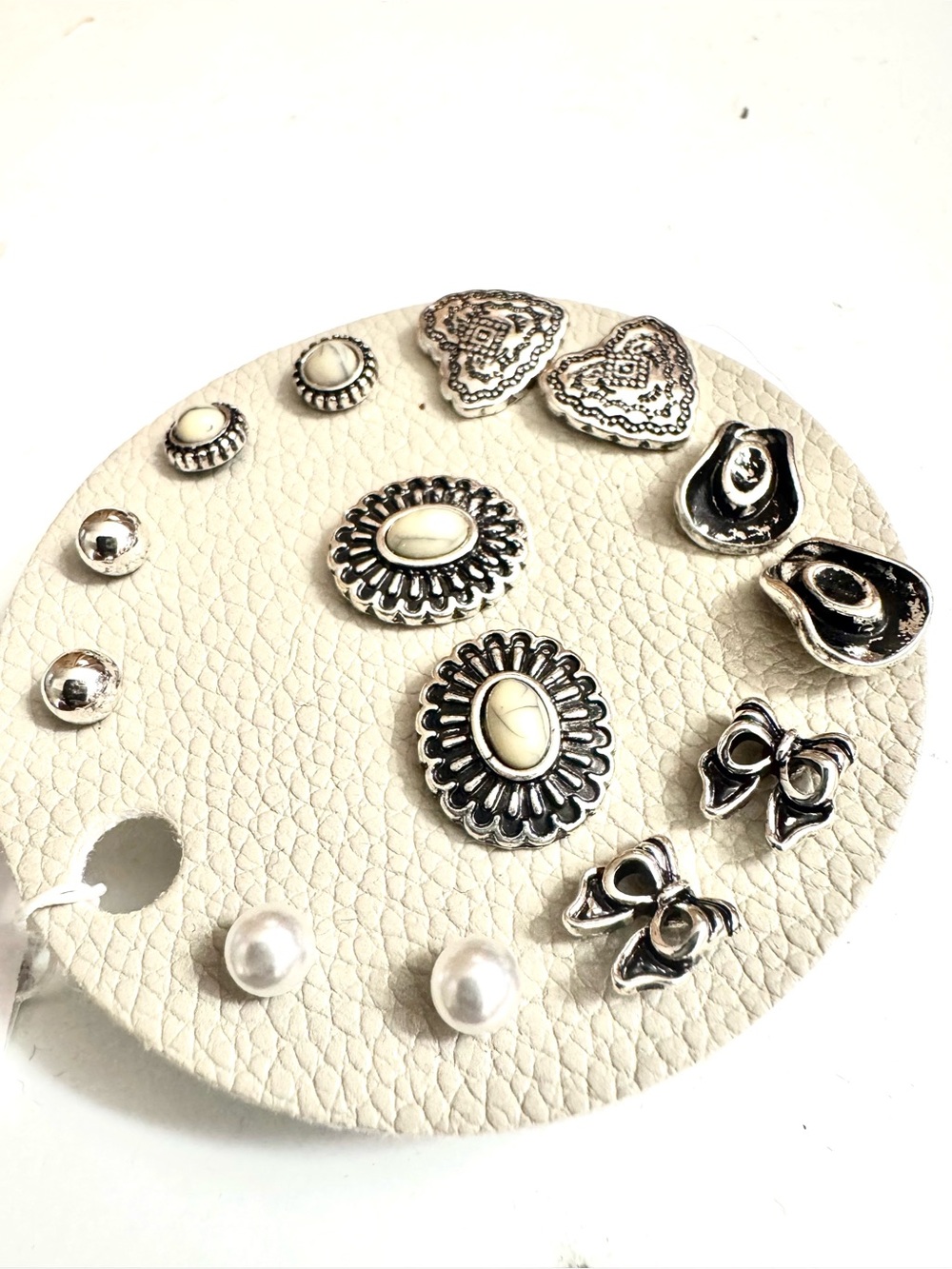 7 piece Silver Stud Earring Set